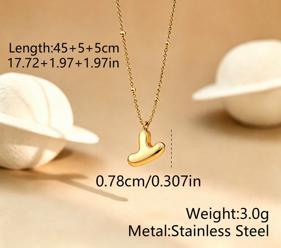 Gioielli personalizzati OEM Collana con lettera iniziale a bolle gonfie in acciaio inossidabile placcato in oro PVD Gioielli personalizzati con catena dell'alfabeto A-Z
