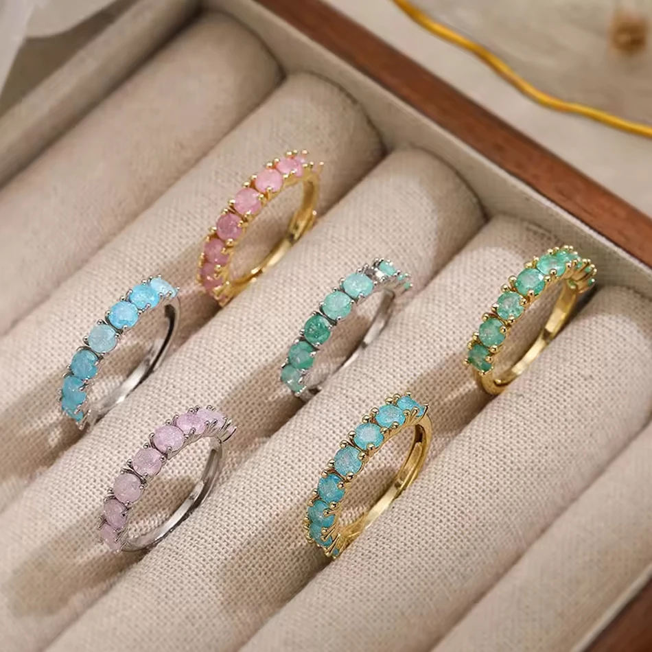 Gioielli personalizzati OEM Anello di moda fatto a mano Gioielli Anello mezza eternit&agrave; rotondo color