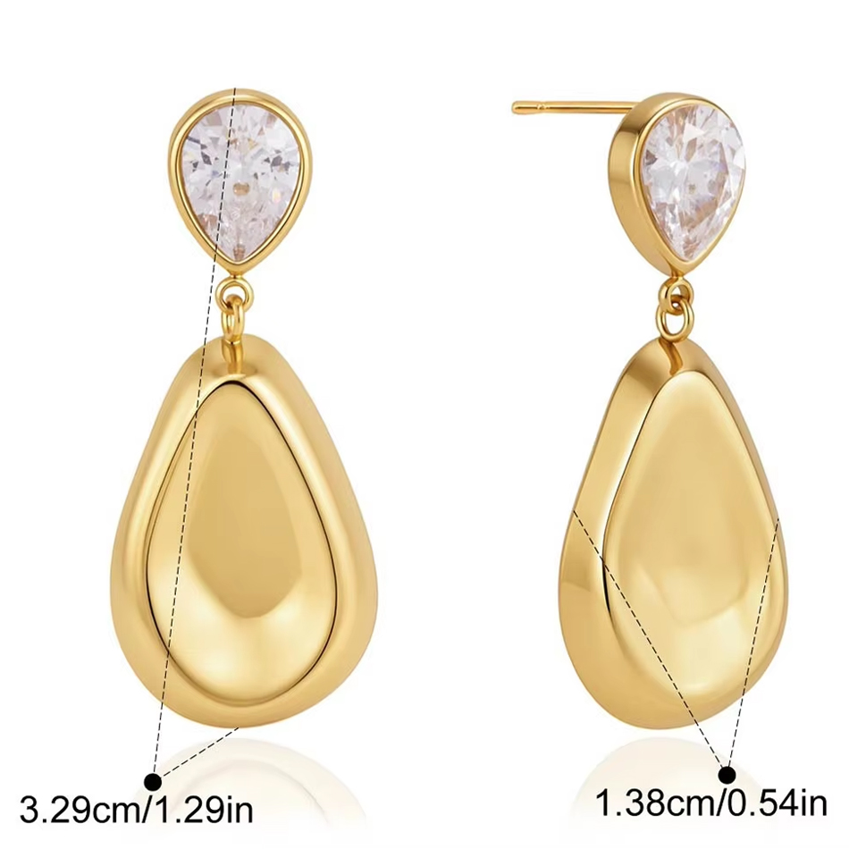Orecchini pendenti con zirconi Waterdrop gioielli personalizzati OEM Orecchini unici e sofisticati per accessori in acciaio inossidabile con gioielli da donna