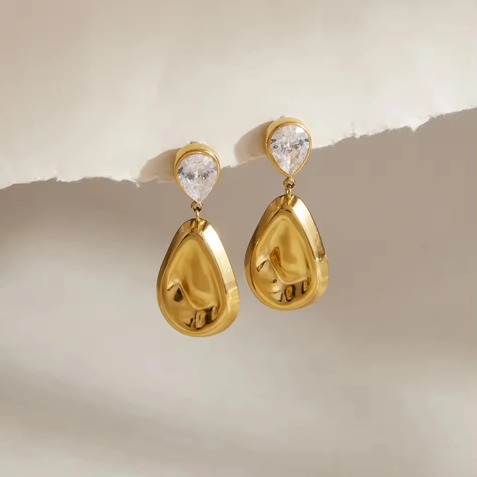 Gioielli personalizzati OEM Orecchini pendenti con zirconi con goccia d'acqua Gioielli da donna unic