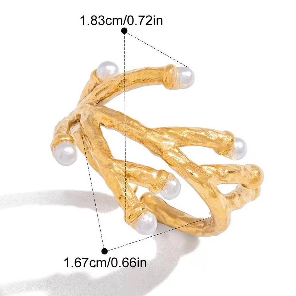 Anello di moda da donna geometrico placcato oro 18 carati impermeabile di alta qualità con gioielli personalizzati OEM in acciaio inossidabile irregolare