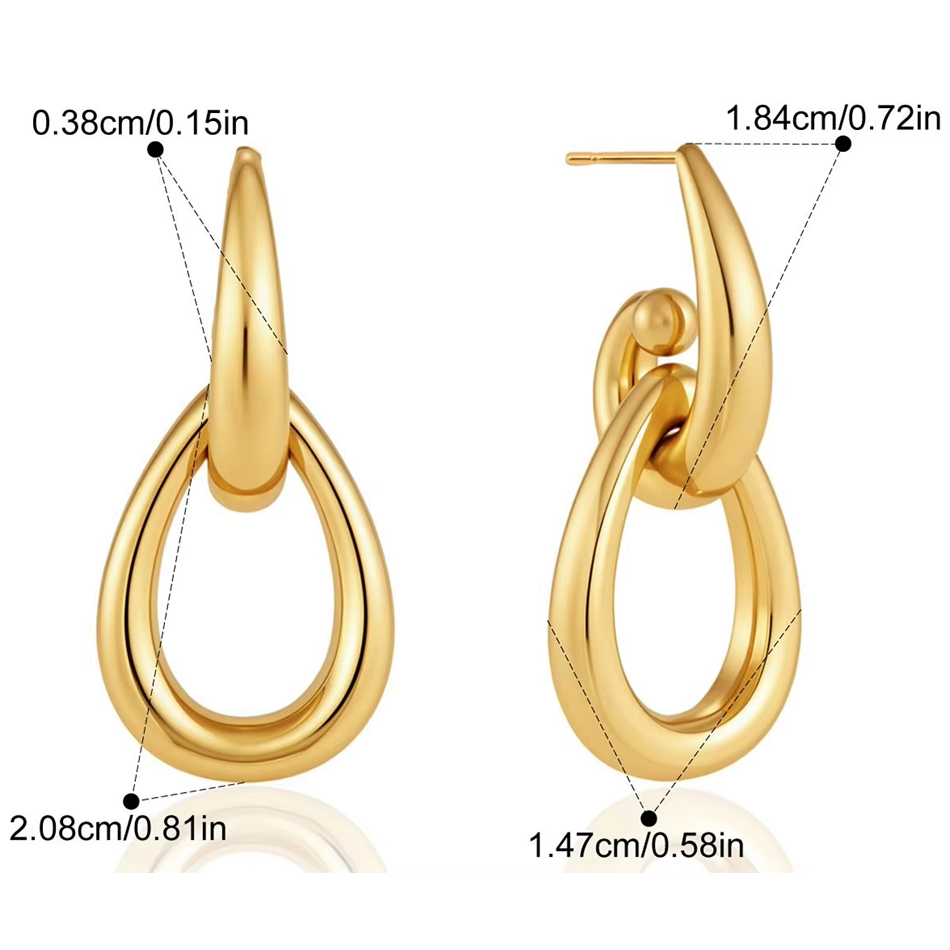 Orecchini pendenti a goccia in acciaio inossidabile con gioielli personalizzati OEM Orecchini pendenti geometrici aperti placcati in oro 18 carati Gioielli di moda