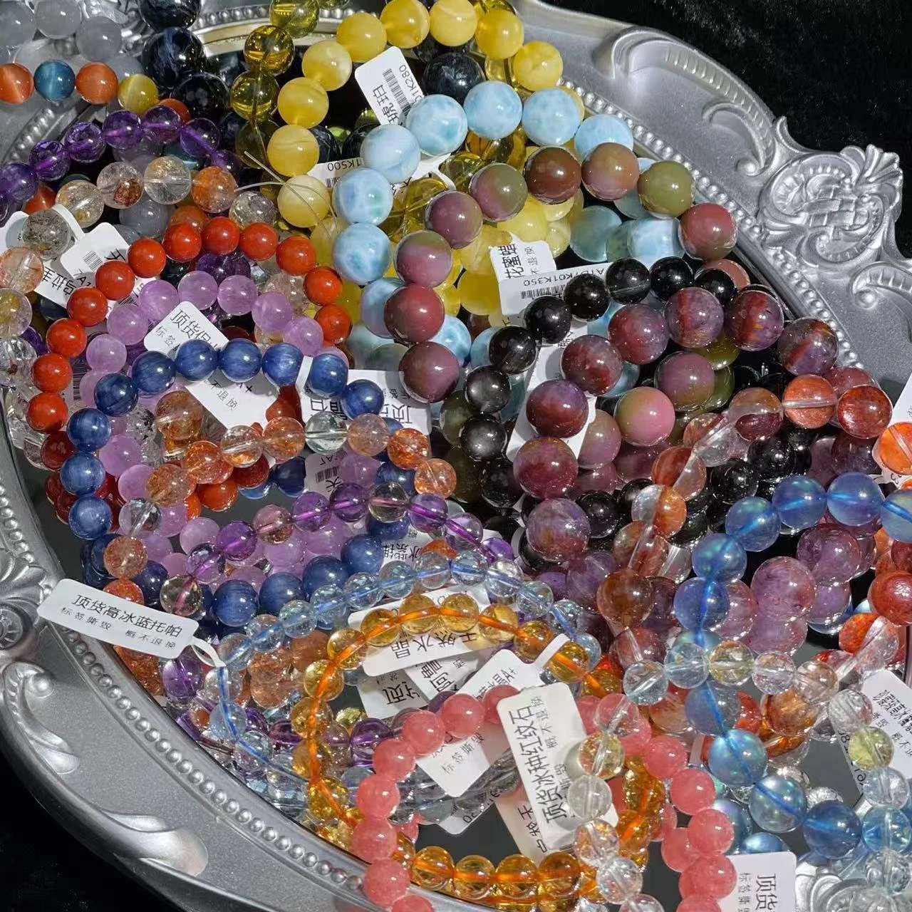 Gioielli personalizzati dal design Bracciali con perline di lapislazzuli di cristallo naturale all'i
