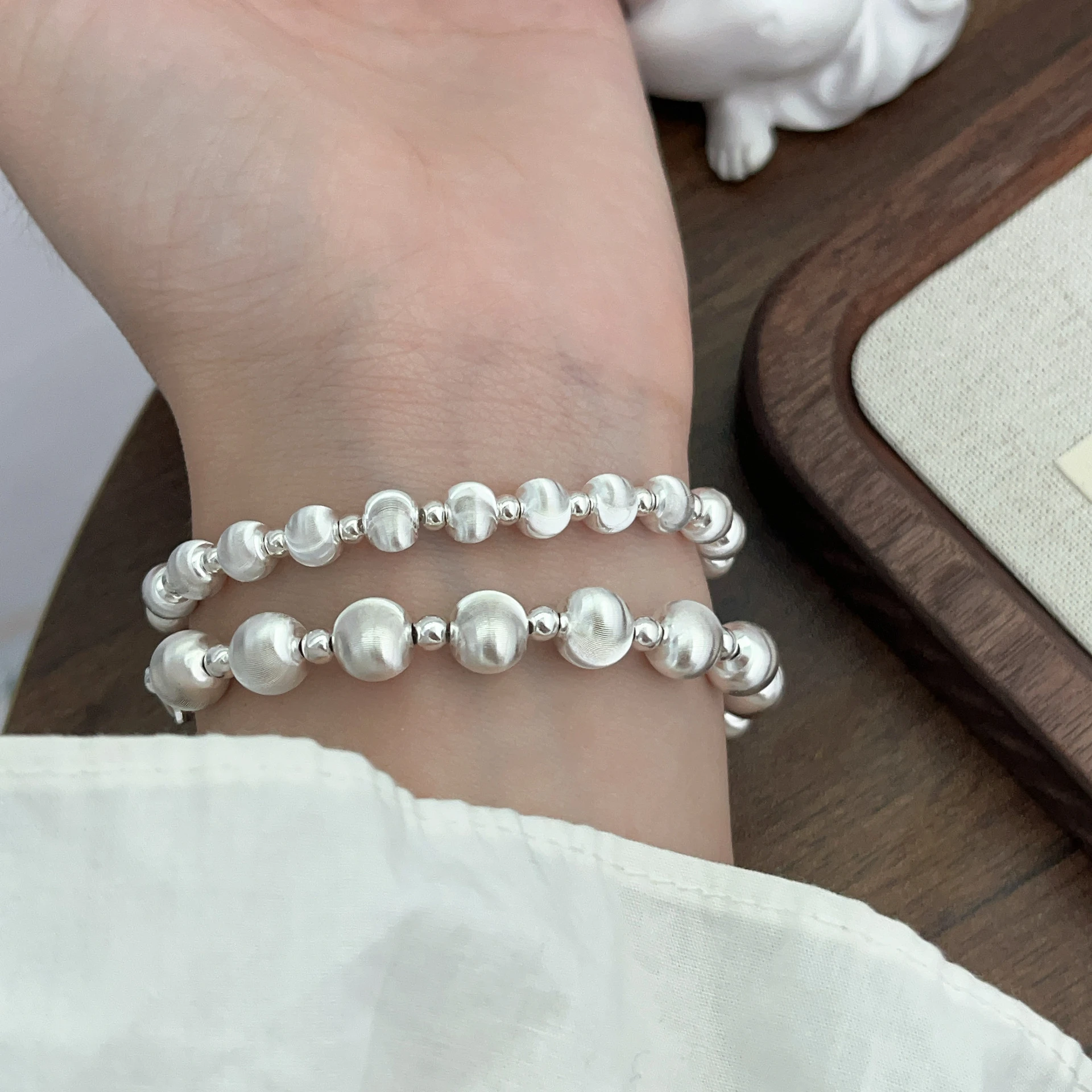 Produttori di argento 925 personalizzati in Cina Bracciale trendy in argento 925 spazzolato con occh