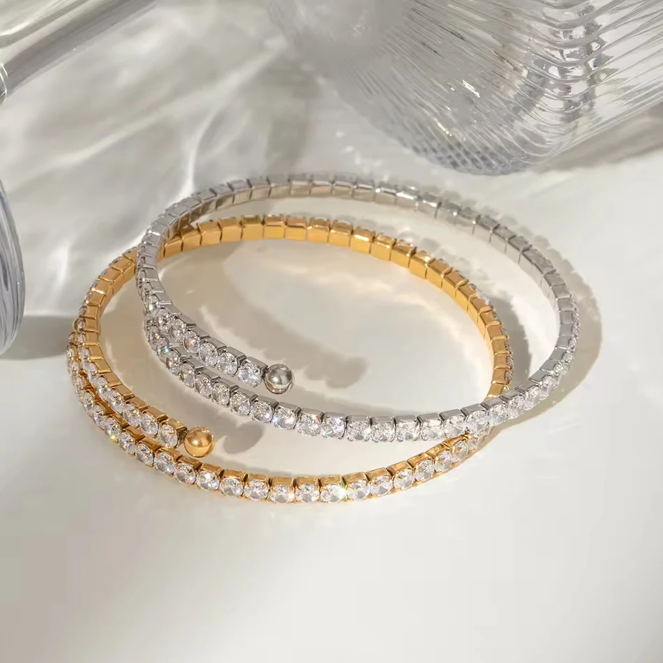 gioielli personalizzati OEM braccialetto in acciaio inossidabile con zirconi braccialetti da donna d