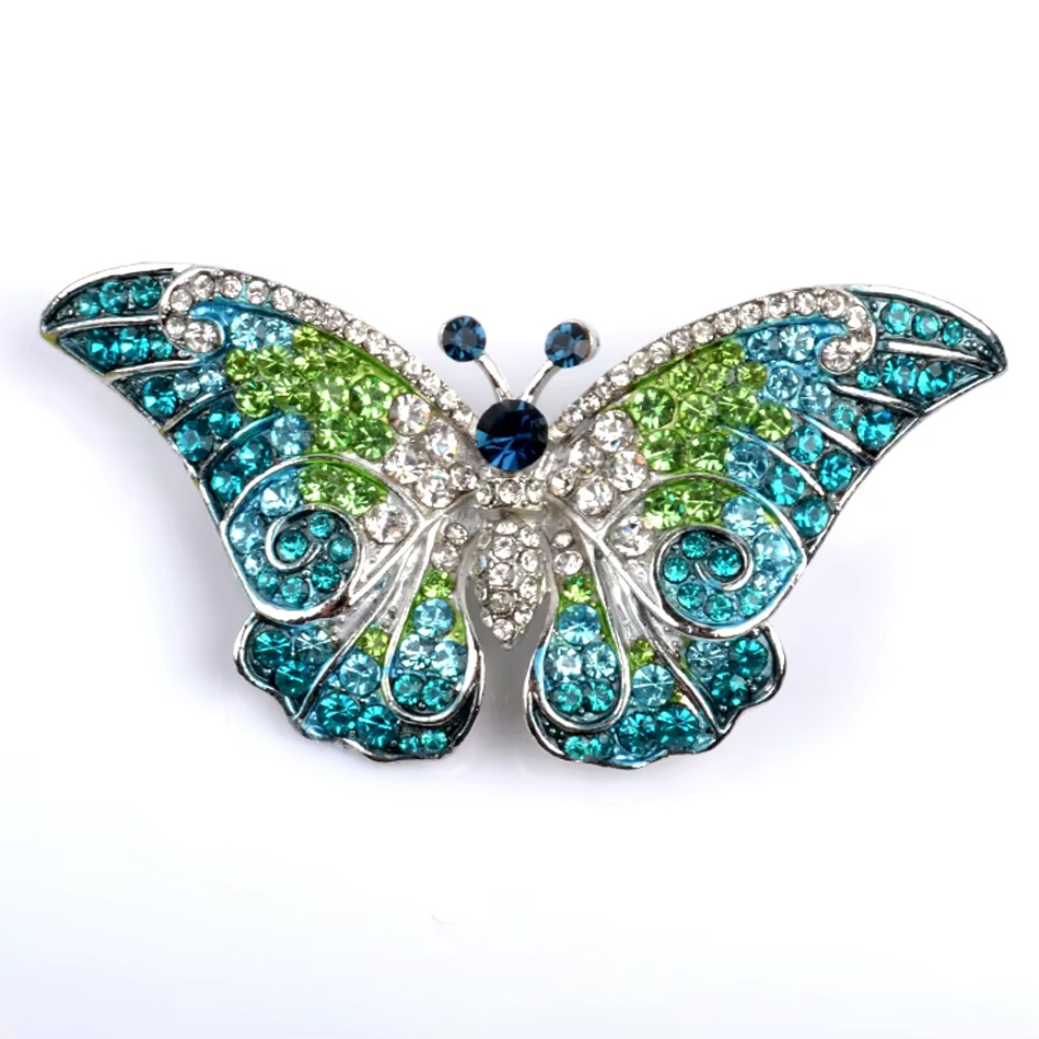2025 popolari spille a farfalla con diamanti blu, lega di cristallo alla moda per bambini, per regali, feste, matrimoni, fidanzamenti