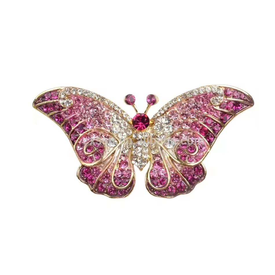 Elegante spilla a farfalla in acciaio inossidabile con placcatura in strass Accessorio alla moda in
