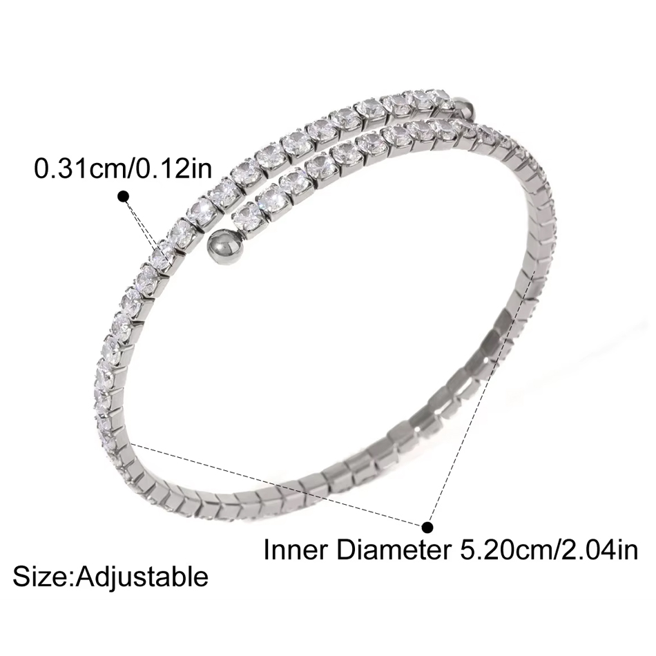 Fornitore di gioielli all'ingrosso di gioielli personalizzati OEM in acciaio inossidabile con zirconi, squisiti lussuosi braccialetti da donna con design di nicchia