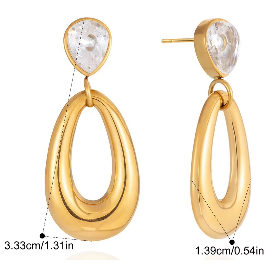 Orecchini personalizzati OEM in acciaio inossidabile con zirconi Orecchini leggeri di lusso di fascia alta Orecchini autunnali e invernali Gioielli di moda
