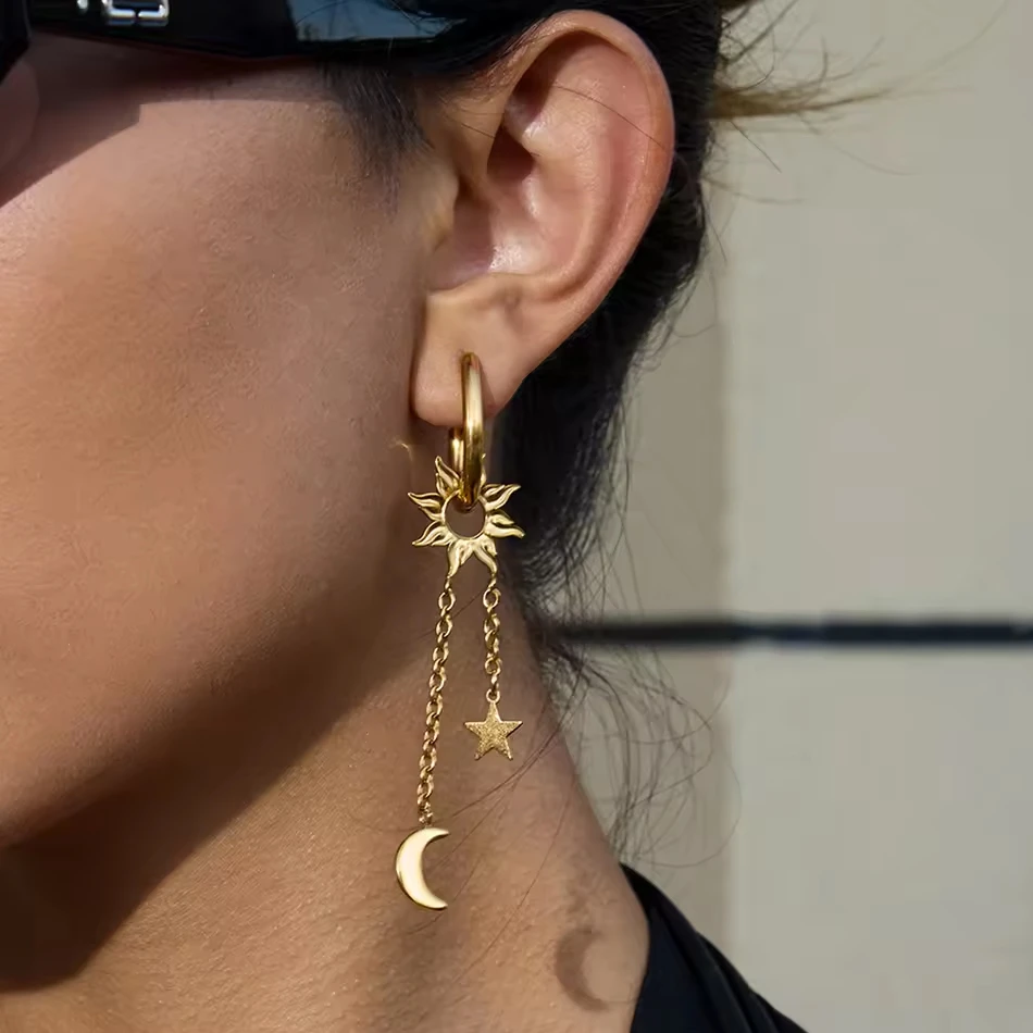 Gioielli personalizzati OEM orecchini moda in acciaio inossidabile oro 18 carati orecchini con nappa